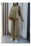 Double Suit with High Collar and Front Stitching - 3