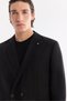 Men's Black Mono Collar Linen Blend Single Button Comfort Fit Jacket A61Y4004 - 2