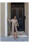 High Collar Belted Long Trench - 4