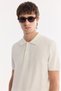 Men's Ecru Polo Neck Soft Touch Regular Fit Knitwear T-Shirt A61Y5046 - 2