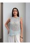 Sequin Asymmetrical Cut Sleeveless Blouse - 2