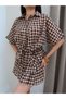 Plaid Tie-Dye Shirt Skirt Set - 3