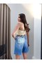 Denim Kemerli Şort - 5