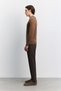 Men's Brown Crew Neck Raglan Sleeve Wool Regular Fit Sweater with Stitching Detail A62Y5041 - 4