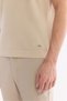 Men's Beige Polo Collar Buttonless 100% Cotton Soft Touch Regular Fit Knitwear T-Shirt A61Y5041 - 5