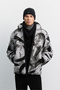Men's Black Hooded Double-Sided Warm Windproof Plush Comfort Fit Coat A62Y6080
