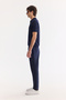 Men's Navy Blue Polo Collar Buttonless Textured Regular Fit Knitwear T-Shirt A61Y5044 - 3