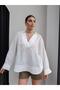 V-Neck Linen Flowy Shirt - 4