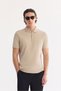 Men's Beige Non-Curling Polo Collar Zippered 100% Cotton Regular Fit T-Shirt A61Y1038