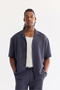 Men's Navy Blue Elastic Waist Lace-Up Cotton Relaxed Fit Shorts A61Y3700 - 6