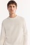 Men's Ecru Crew Neck Rayon Non-Pilling Regular Fit Knitwear Sweater A52Y5001 - 6