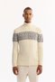 Men's Ecru Turtleneck Soft Touch Patterned Knitwear Regular Fit Sweater A52Y5072