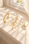 Gold Color Zircon Stone Leaf Model Ear Cuff Earrings - 4