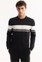 Men's Black Crew Neck Striped Knitwear Regular Fit Sweater A52Y5034 - 2