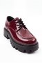 Women's Burgundy Patent Leather Lace-Up Oxford Loafer Moccasin Flat Sole Daily Office Shoes 142 - 4