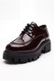 Women's Brown Patent Leather Lace-Up Oxford Loafer Moccasin Flat Sole Daily Office Shoes 142 - 5
