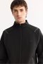 Men's Black Stand Collar Zippered Bi-Stretch Technical Fabric Regular Fit Sweatshirt A52Y1335 - 2