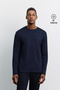 Men's Navy Blue Crew Neck Viscose Blend Bi-Stretch Basic Regular Fit Sweatshirt B001081