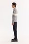 Men's Gray Polo Neck Zippered Striped Knitwear Regular Fit Sweater A52Y5090 - 5