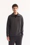 Men's Anthracite Stand Collar Zippered Soft Touch Printed Regular Fit Sweatshirt A52Y1273