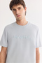 Men's Blue Crew Neck Printed Bi-Stretch Interlock Regular Fit T-Shirt A61Y1058 - 2