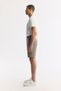 Men's Khaki Elastic Waist Bi-Stretch Technical Fabric Relaxed Fit Shorts A51Y3712 - 2