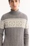 Men's Gray Turtleneck Soft Touch Patterned Knitwear Regular Fit Sweater A52Y5072 - 5