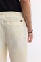 Men's Ecru Elastic Waist Lace-Up Cotton Knitted Regular Fit Shorts A51Y3612 - 5