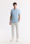 Men's Light Blue Non-Curling Polo Neck 100% Cotton Basic Regular Fit T-Shirt B001032 - 7