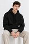 Black Color Kangaroo Pocket Hooded Sweatshirt 1205 - 3