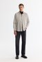 Men's Gray 100% Cotton Bottomed Britli Collar Striped Slim Fit Shirt A42Y2040 - 5