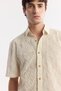 Men's Beige Classic Collar Embroidered Cotton Short Sleeve Comfort Fit Shirt A51Y2097 - 2