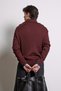 Men's Relax Fit High Collar Hair Knit Sweater Burgundy - 7