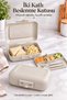 Beige Lunch Box 2 Tiers 5 Compartments Lunch Box with Self-Contained Fork and Spoon