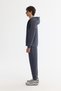 Men's Anthracite Hooded Neck Cotton Interlock Fabric Zip-Up Sweatshirt B 001102 - 4