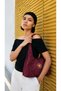 Bordo Bee Model Bordo Suede Women's Shoulder Bag - Women's Suede Waterproof Shoulder Bag