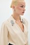 Accessory Detailed Bodysuit Blouse - Beige - 6