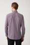 Men's Burgundy 100% Cotton Buttoned Collar 100% Cotton Patterned Shirt A32Y2179 - 4