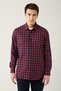 Men's Navy Blue-Red Cotton Plaid Flannel Lumberjack Shirt A32Y2158 - 3