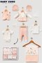 Baby Girl 0-3 Months Organic Cotton with Flower and Cork Embroidery 10-Piece Hospital Release Zibin Set - 5