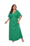 Vs-Pimiento Mint Green Plus Size V-Neck Batwing Sleeve Maxi Dress