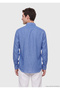 Dark Blue Plain Casual Fit Long Woven Casual 100% Linen Shirt - 6