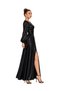 Vs-1119 Glam Black Leather Look Double Breasted Balloon Sleeve Slit Maxi Dress - 3