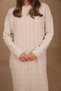 Women's Maxi Length Hair Knitted Embossed Textured Hijab Knitwear Dress 8501 Ecru - 2