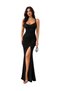 Vs-1028 Phil Black Cross-Back Tie Strap Slit Maxi Dress
