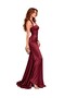 Vs-1272 Midnight Burgundy Satin Square Neck Thin Strap Maxi Dress - 3