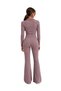 Vs-1002 Linda Purple Corduroy Polo Collar Crop Blouse and Pants Two-Piece Set - 2