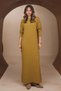 Women's Maxi Length Hair Knitted Embossed Textured Hijab Knitwear Dress 8501 Mustard - 4