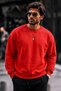 Men's Thick Woven Red Casual Sweatshirt