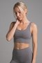 Women's Seamless Padded Gathering Sports Bra - Thick Strap Crop Bra Bustier Gray - 5